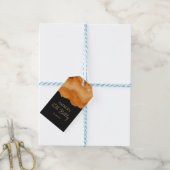 Oranje Goud Glitter Waterverf Marmer Cadeaulabel (Met Touw)