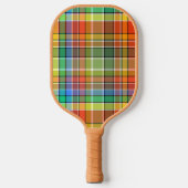 Oranje Goud Groen Blauw Paarse Zwart Wit Plaid Pickleball Paddle (Voorkant)