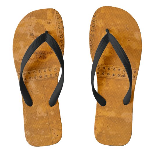 oranje goud, ruw oud metaal teenslippers (Voetbed)