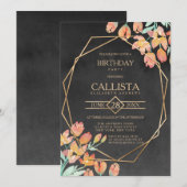 Oranje Goud Zwart Bloemen Terrarium Verjaardagsfee Kaart (Voorkant / Achterkant)