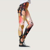Oranje Goud Zwart Party Print Leggings (Rechts)