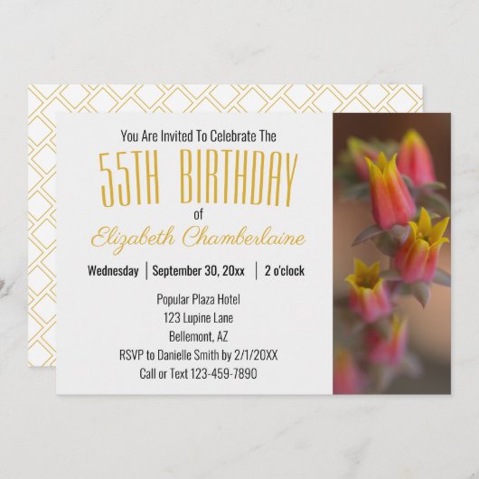 Oranje goudbloem Succulent 55e verjaardag Kaart (Voorkant / Achterkant)