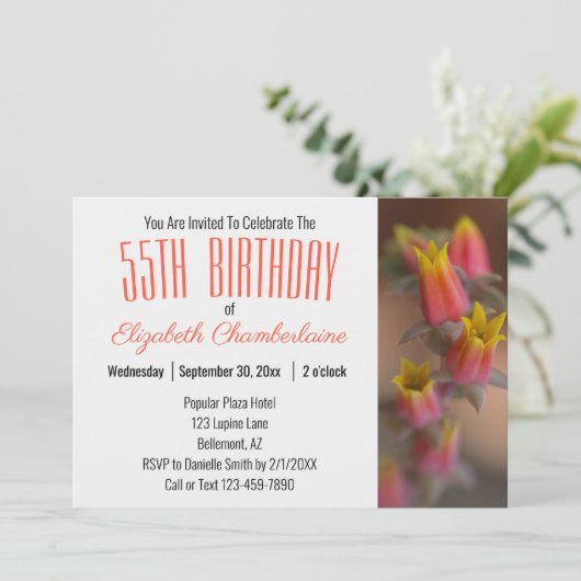 Oranje goudbloem Succulent 55e verjaardag Kaart (Staand voorkant)