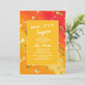 Oranje goudbruin verrassingsfeest kaart (Staand voorkant)