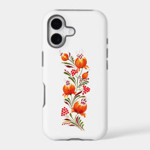 Oranje & Gouden Bloemrijke Folk Art Phonehoes