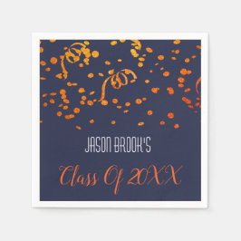 Oranje gouden Confetti op zwart afstudeerfeest Servet
