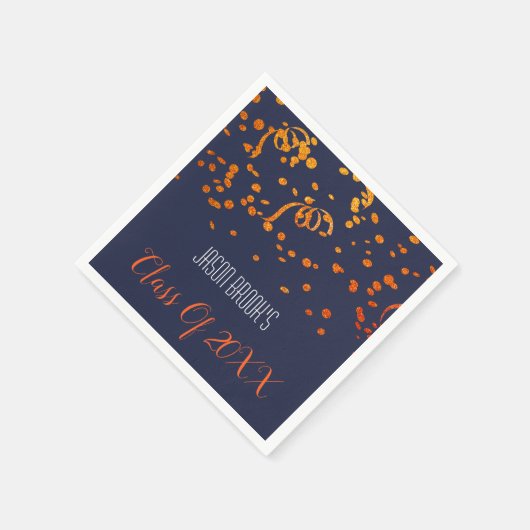 Oranje gouden Confetti op zwart afstudeerfeest Servet (Hoek)