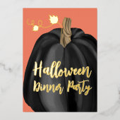 Oranje gouden dumppkin-halloween-feest folie uitnodiging (Voorkant)