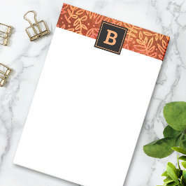 Oranje gouden gebladerte bladeren patroon monogram post-it® notes