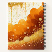 Oranje Gouden Glitter Girly Monogram Naam Notitieboek (Achterkant)