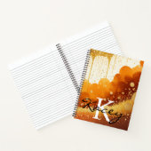 Oranje Gouden Glitter Girly Monogram Naam Notitieboek (Binnen)