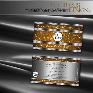 Oranje Gouden Glitter Sparkle Stars Logo Silver Visitekaartje