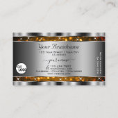 Oranje Gouden Glitter Sparkle Stars Logo Silver Visitekaartje (Achterkant)