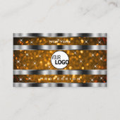 Oranje Gouden Glitter Sparkle Stars Logo Silver Visitekaartje (Voorkant)