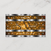 Oranje Gouden Glitter Sparkle Stars Monogram Zilve Visitekaartje (Voorkant)
