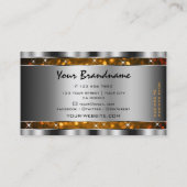 Oranje Gouden Glitter Sparkle Stars Zilveren Decor Visitekaartje (Achterkant)