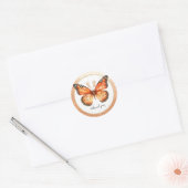 Oranje gouden glitter vlinder - Dank u - Ronde Sticker (Envelop)