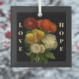 Oranje gouden goudsbloem florale minimalistische h glas ornament