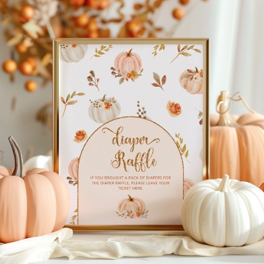 Oranje gouden pompoen luier verloting poster