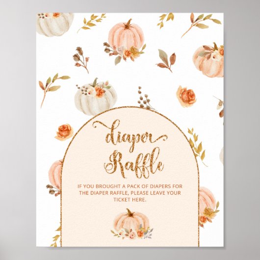 Oranje gouden pompoen luier verloting poster (Voorkant)