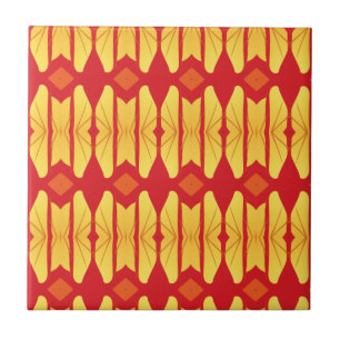 Oranje gouden vlam geometrisch ontwerp tegeltje