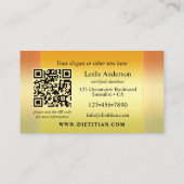 Oranje goudfoto's Dietitiaan Nutritionist QR-code Visitekaartje (Achterkant)