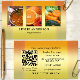 Oranje goudfoto's Dietitiaan Nutritionist QR-code Visitekaartje