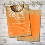 Oranje goudglam 40 en Fabulous Disco Birthday Kaart