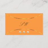 Oranje goudkleurige diamanten en monogram visitekaartje (Voorkant)