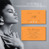 Oranje goudkleurige diamanten en monogram visitekaartje