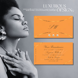 Oranje goudkleurige diamanten en monogram visitekaartje
