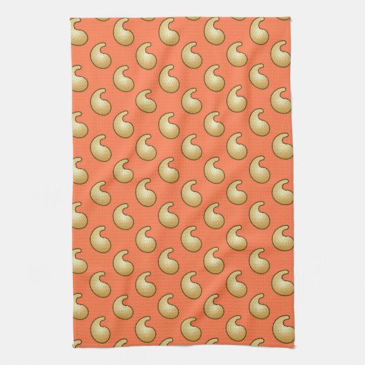 Oranje goudpaisley theedoek (Verticaal)