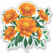 Oranje goudsbloem boeket met groene bladeren sticker (Voorkant)