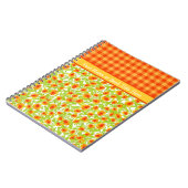 Oranje goudsbloemen en check Gingham Spiral Notiti Notitieboek (Linkerzijde)