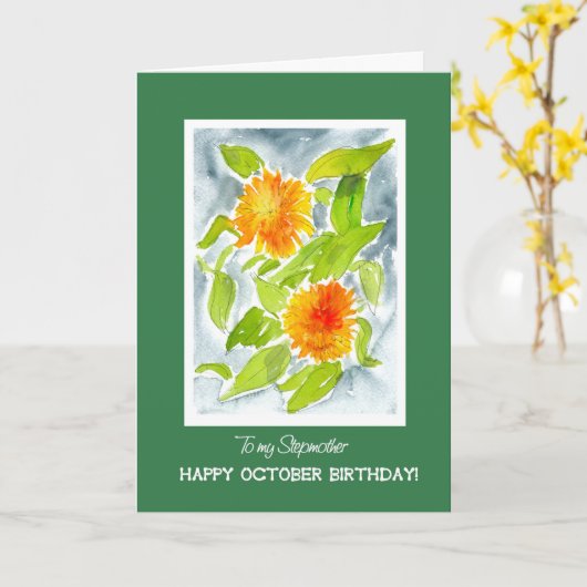 Oranje Goudsbloemen voor de Verjaardag van Oktober Kaart (Gele Bloem)