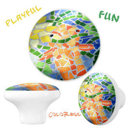 Oranje goudvis heldere, kleurrijke mozaïekkunst keramische knop