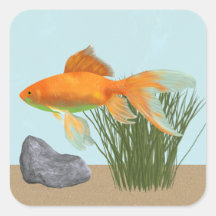 Oranje Goudvis Natuur Aquarium Sticker Vel