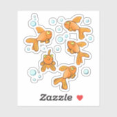 Oranje goudvis van de cartoon met blauwe luchtbell sticker (Vel)