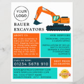 Oranje graafmachine, bouwmachines Adverteren Flyer (Voorkant)