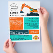 Oranje graafmachine, bouwmachines Adverteren Flyer (Hand)