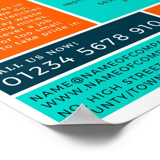 Oranje graafmachine, bouwmachines Adverteren Poster (Hoek)