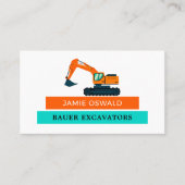 Oranje graafmachine, bouwmachines visitekaartje (Voorkant)