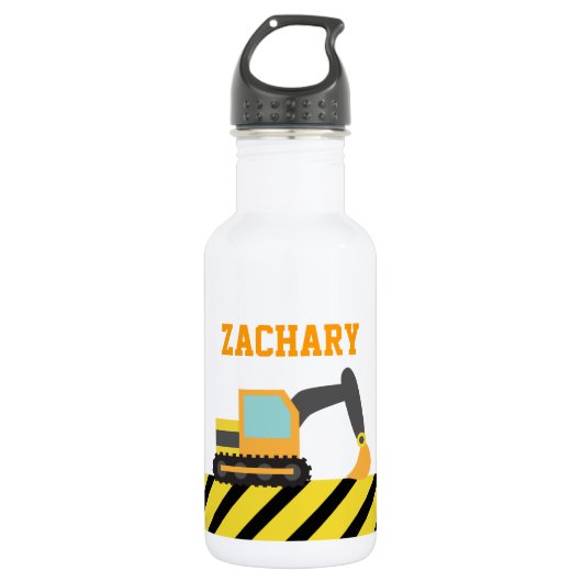 Oranje Graafmachine Bouwvoertuig Kinderen Waterfles (Voorkant)