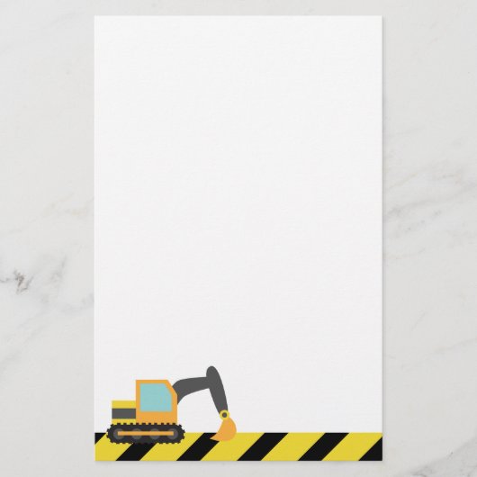 Oranje Graafmachine, Bouwvoertuigen, voor Kinderen Briefpapier (Voorkant)