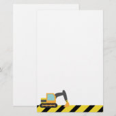 Oranje Graafmachine, Bouwvoertuigen, voor Kinderen Briefpapier (Voorkant / Achterkant)