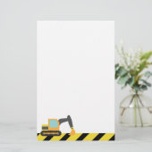 Oranje Graafmachine, Bouwvoertuigen, voor Kinderen Briefpapier (Staand voorkant)