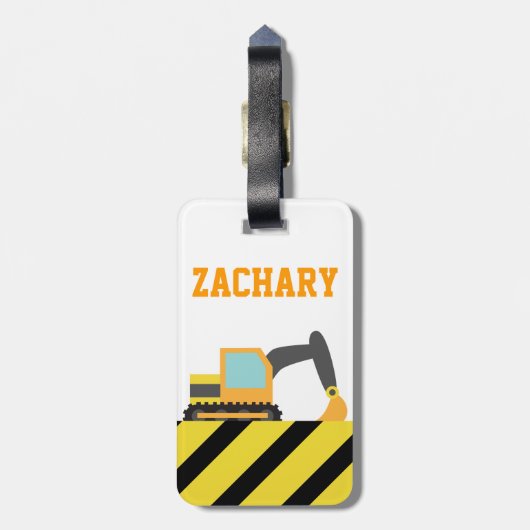 Oranje graafmachines, constructievoertuigen, voor bagagelabel (Achterkant verticaal)