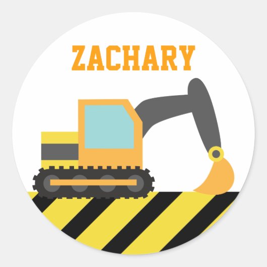 Oranje graafmachines, constructievoertuigen, voor  ronde sticker (Voorkant)