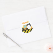 Oranje graafmachines, constructievoertuigen, voor  ronde sticker (Envelop)