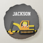 Oranje graafmachines voor de bouw van bakken rond kussen (Achterkant)